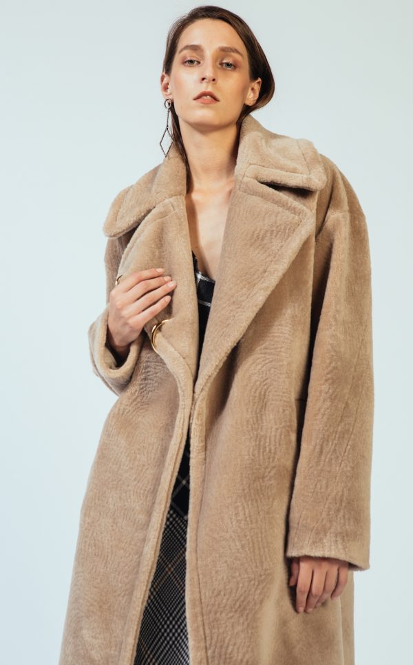 Oversized teddy coat with metallic rings - I M M I